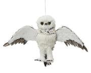 uil kunstbont feathers grijs l.12cm x w.28cm x h.16cm