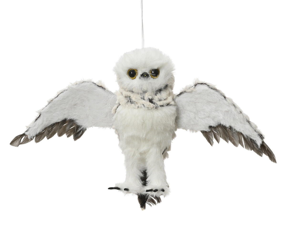 uil kunstbont feathers grijs l.12cm x w.28cm x h.16cm