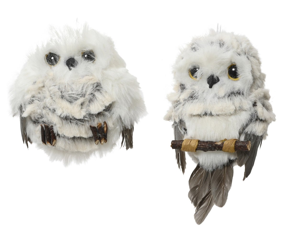 uil kunstbont feathers 2ass grijs l.6cm x w.6cm x h.8cm