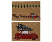 deurmat kokosvezel car xmas tree 2ass buiten naturel/kleur(en) l.60cm x w.40cm x h.1.5cm