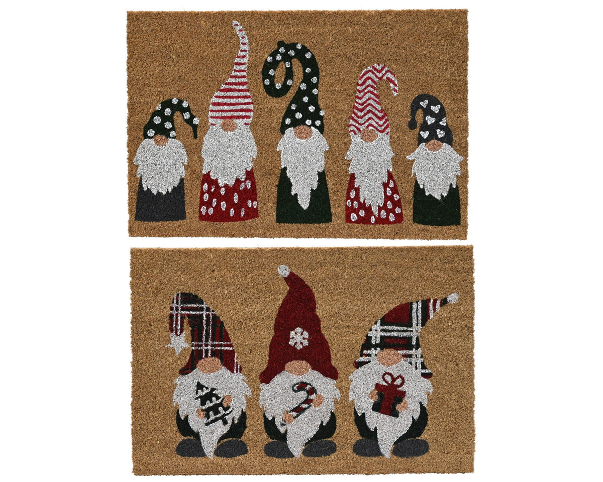 deurmat kokosvezel gnomes 2ass buiten naturel/kleur(en) l.60cm x w.40cm x h.1.5cm