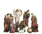 kerstgroep polyresin joseph,maria,jesus,angel,king 1,king 2,king 3,shepherd,cow,donkey,sheep painting multi l.11.5cm x w.8.3cm x h.29.5cm