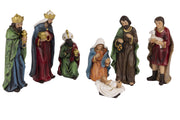 kerstgroep polyresin maria, joseph, jezus, three kings and shepher painting multi l.5cm x w.3.5cm x h.12.5cm