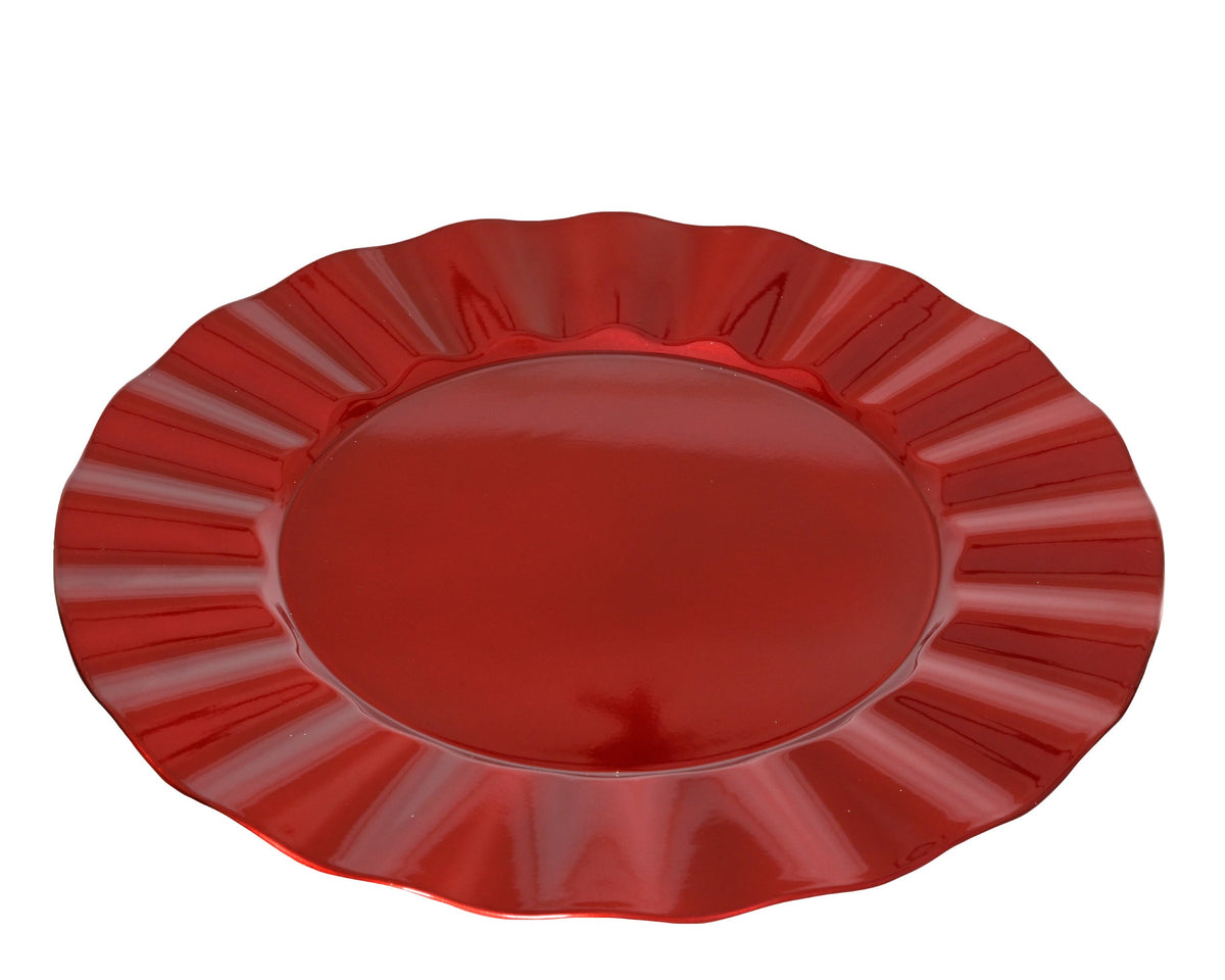 decobord pp round spay lacqure wave rim kerstrood d.33cm x h.1.5cm