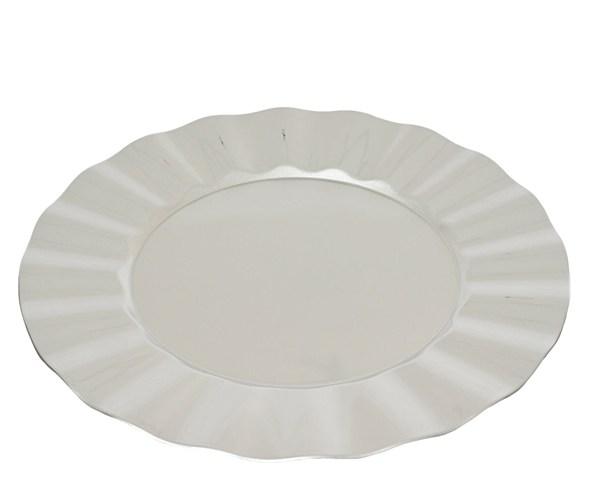 decobord pp round spay lacqure wave rim zilver d.33cm x h.1.5cm