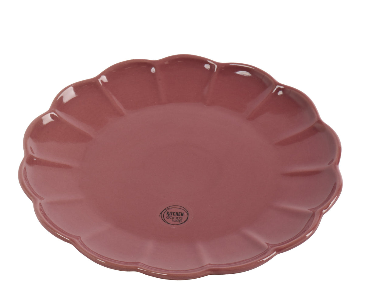 dinerbord aardewerk round with wave edge glaze paars d.27cm x h.2.5cm