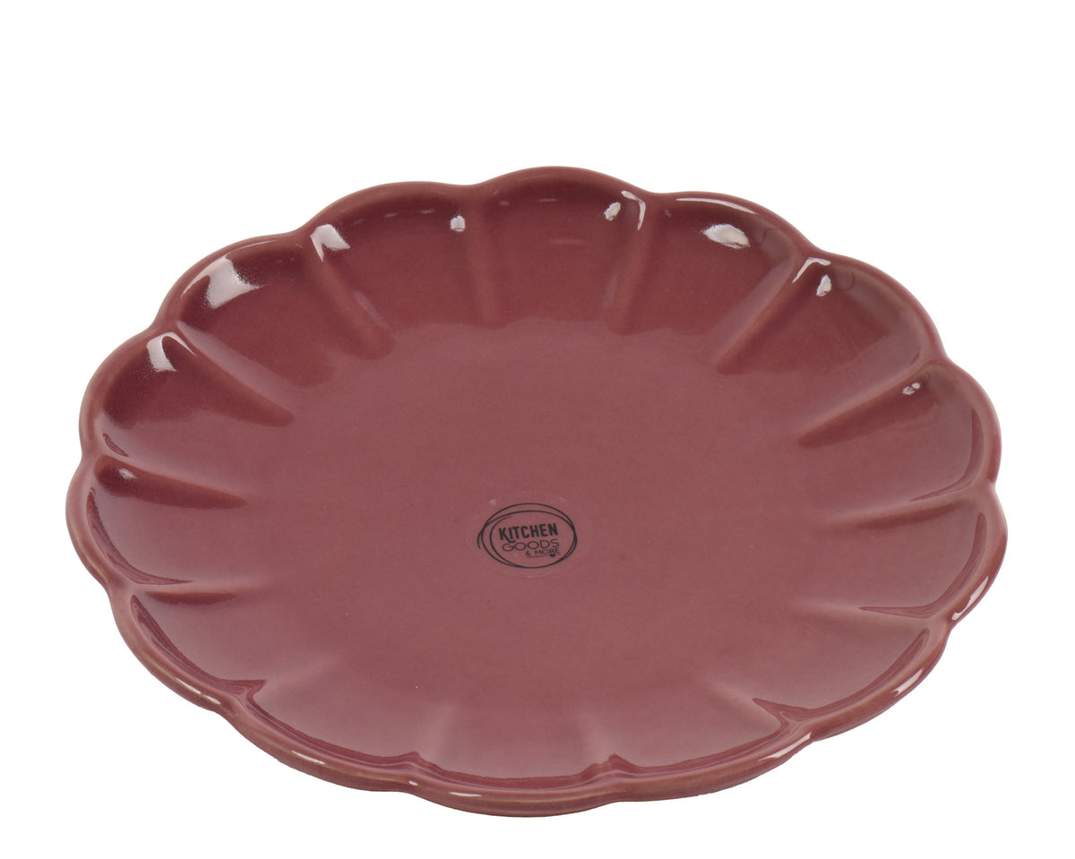 ontbijtbord aardewerk round with wave edge glaze paars d.22cm x h.2.2cm