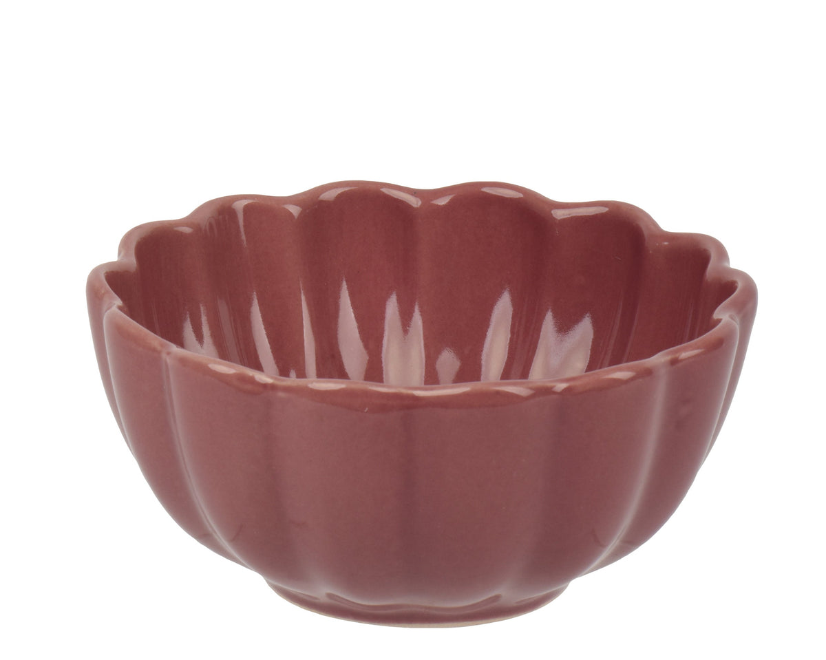 schaal aardewerk round with wave edge glaze paars d.13cm x h.6.1cm