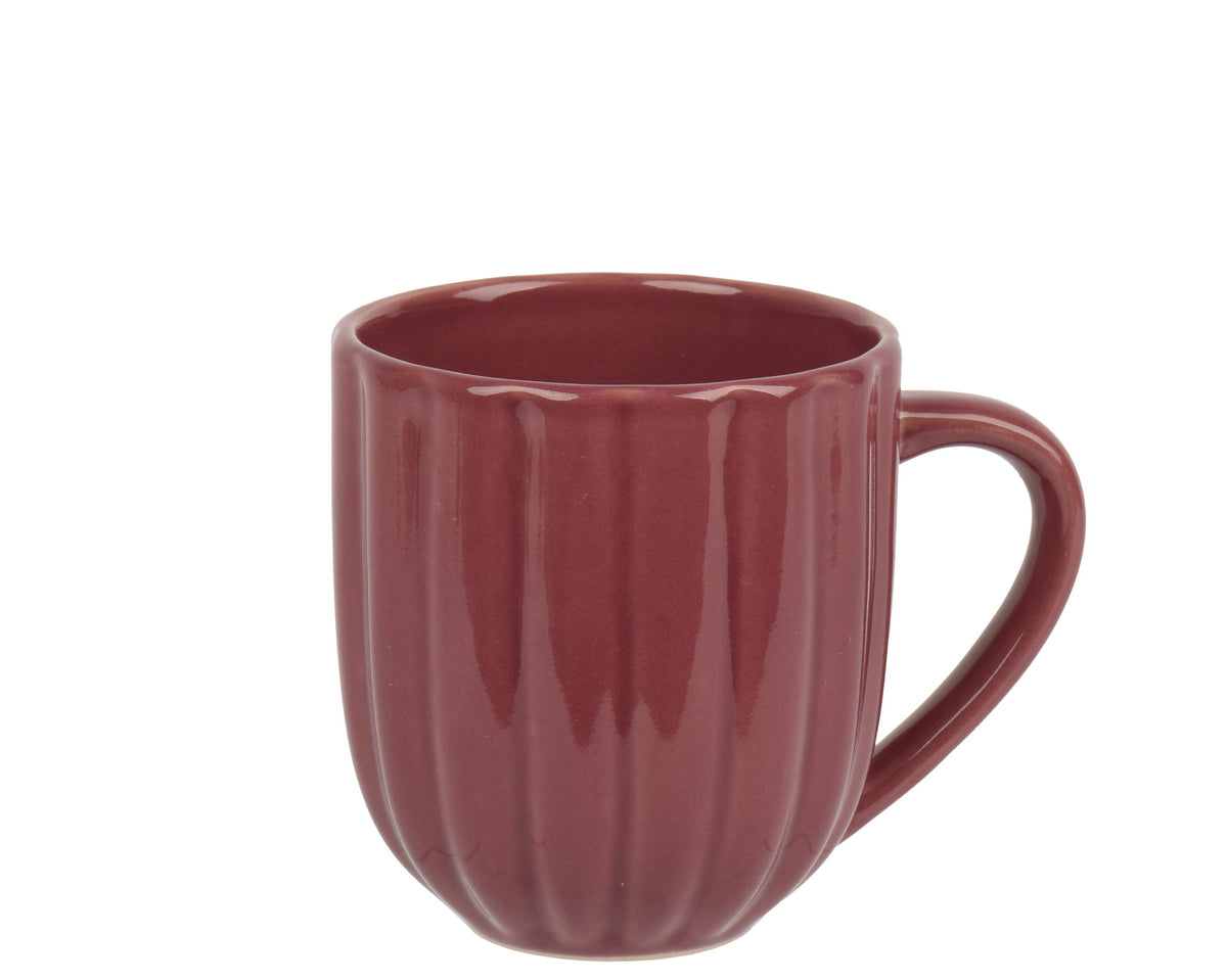mok aardewerk round with ear glaze paars l.12.8cm x w.9cm x h.10cm