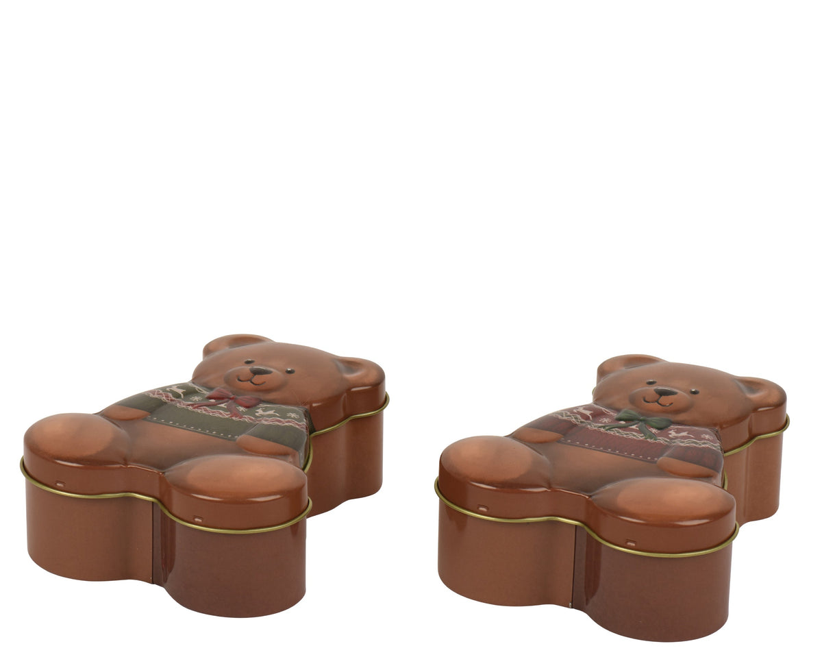 opbergblik blik bear uv print relief of bow 2col ass assortie l.14.2cm x w.11.8cm x h.5.3cm