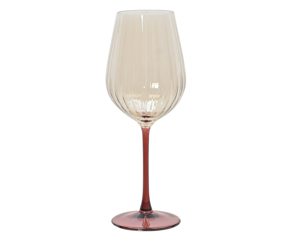 wijnglas glas transparent donker roze d.9.5cm x h.25.3cm