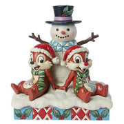 chip n dale snowman figurine by disney traditions