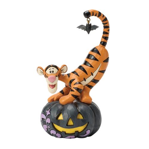 tigger on jack-o-lantern figurine by disney traditions