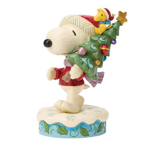 snoopy and woodstock with tree - peanuts by jim shore