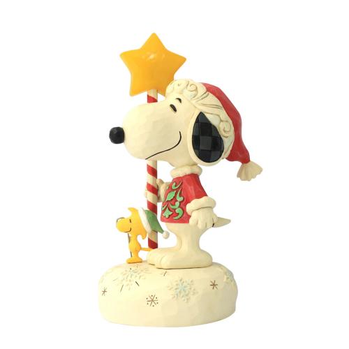 snoopy with light up star staff - peanuts by jim shore