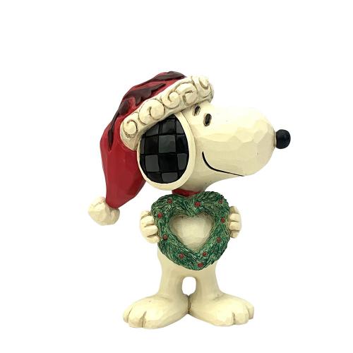 snoopy with heart wreath figurine - peanuts by jim shore