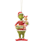 the grinch and cindy-lou with sign h/ornament by jim shore
