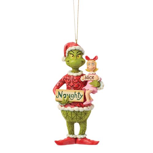 the grinch and cindy-lou with sign h/ornament by jim shore