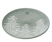 dinerbord aardewerk round reactive glaze tree embossed groen d.27cm x h.2.9cm