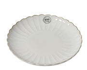 ontbijtbord porselein round shiny corolla design w gold rim wit d.20.3cm x h.2.4cm