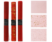 decostof polyester organza, mesh foil stars, glitter 3ass rood l.200cm x w.35cm x h.0.01cm