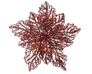 poinsettia op clip plastic glitter rood d.23.5cm x h.10cm