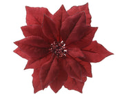 poinsettia op clip polyester w glitter edges rood d.24cm x h.7cm