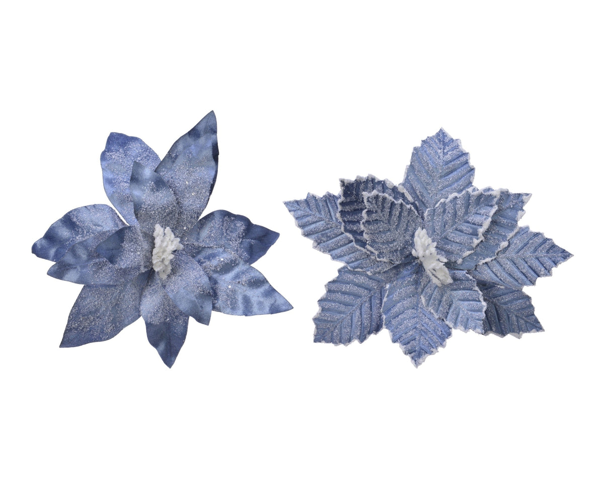 poinsettia op clip polyester frost velvet 2ass winterlucht d.34cm x h.6cm