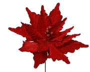 poinsettia op steel polyester fluweel rood d.50cm x h.66cm