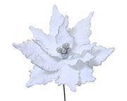 poinsettia op steel polyester fluweel wit d.50cm x h.66cm