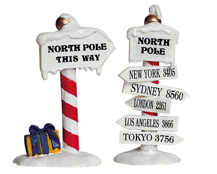 north pole signs, set of 2