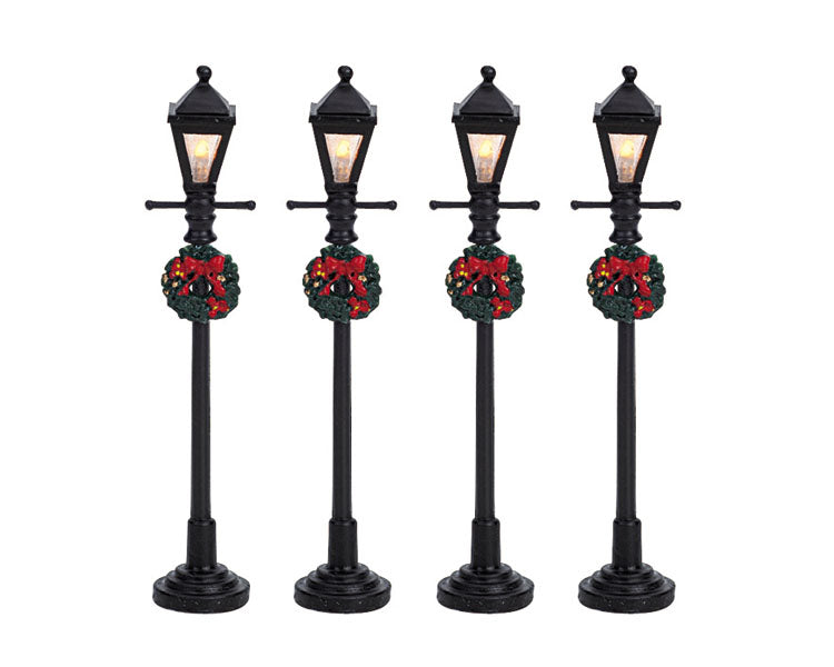 gas lantern street lamp, set of 4, b/o (4.5v)