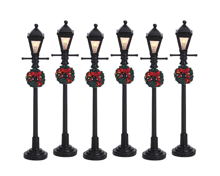 gas lantern street lamp, set of 6, b/o (4.5v)
