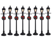 gas lantern street lamp, set of 8, b/o (4.5v)