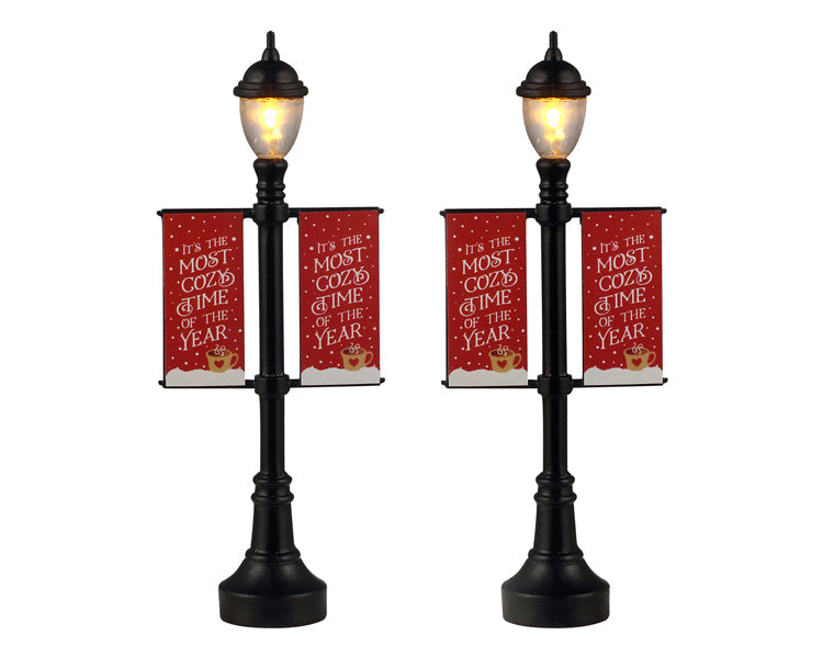 lamp post banners, set of 2, b/o (4.5v)