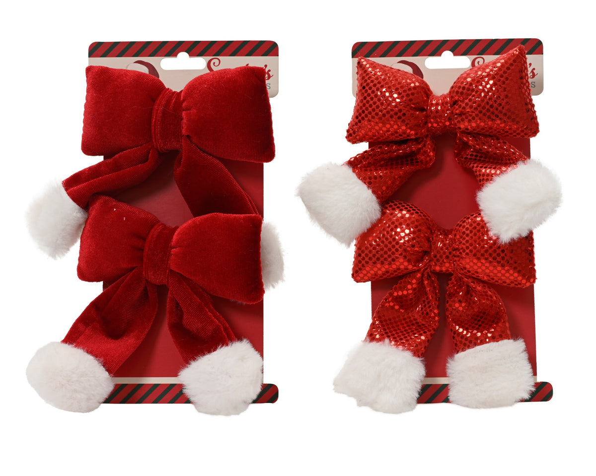 strik polyester fluweel with clip 2ass rood/wit l.20cm x w.11cm x h.2.5cm
