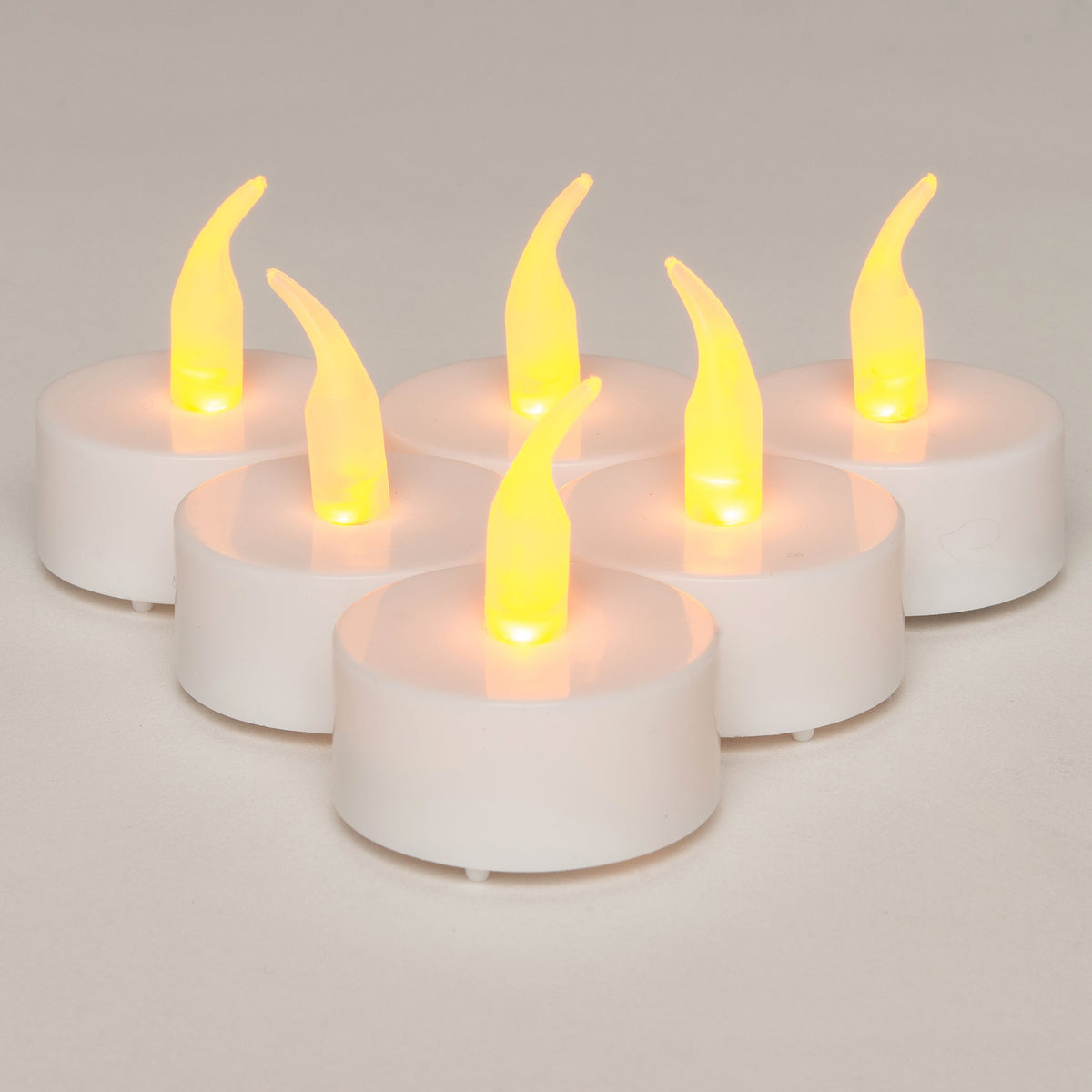 b.o.t. 6st led theelicht geel vlameffect / 6/18u timer/uit / blister