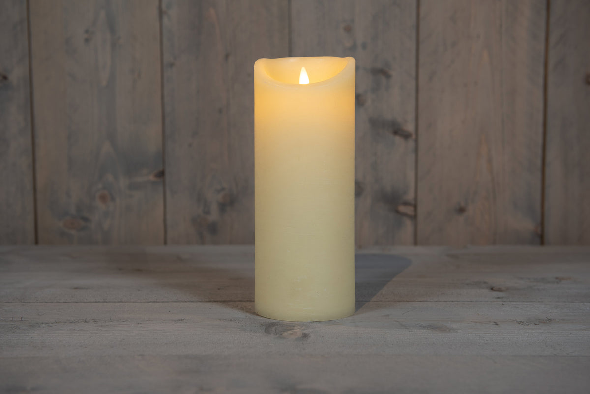 b.o.t. kaars wax rustiek bewegende vlam 10x25cm ivoor 2xc/timer
