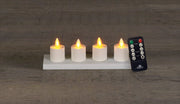 theelicht bewegende vlam oplaadbaar met afstandsbediening en oplaadstation dia 3.8xh6cm wit set van 4