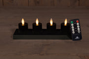 theelicht bewegende vlam oplaadbaar met afstandsbediening en oplaadstation dia 3.8xh6cm zwart set van 4