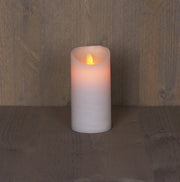 stompkaars rustiek wax bewegende vlam op 3xaaa batterij met timer 15x7.5cm wit