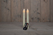 dinerkaars rustiek wax led bewegende vlam op batterij met afstandsbediening h23cm ivoor 2st