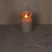 stompkaars rustiek wax bewegende vlam op 3xaaa batterij met timer 12.5x7.5cm taupe