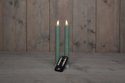 dinerkaars rustiek wax led bewegende vlam op batterij met afstandsbediening h23cm jade groen 2st