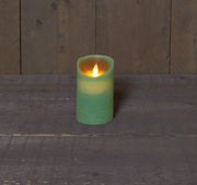 stompkaars rustiek wax bewegende vlam op 3xaaa batterij met timer 12.5x7.5cm jade groen