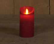 stompkaars rustiek wax bewegende vlam op 3xaaa batterij met timer 15x7.5cm bordeaux