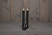 dinerkaars rustiek wax led bewegende vlam op batterij met afstandsbediening h23cm antraciet 2st