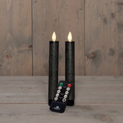 dinerkaars wax led bewegende vlam op batterij met afstandsbediening  2 stuks h18cm antraciet
