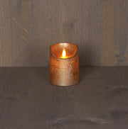 stompkaars rustiek wax bewegende vlam op 3xaaa batterij met timer 10x7.5cm goud