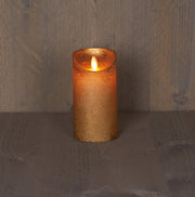stompkaars rustiek wax bewegende vlam op 3xaaa batterij met timer 15x7.5cm goud